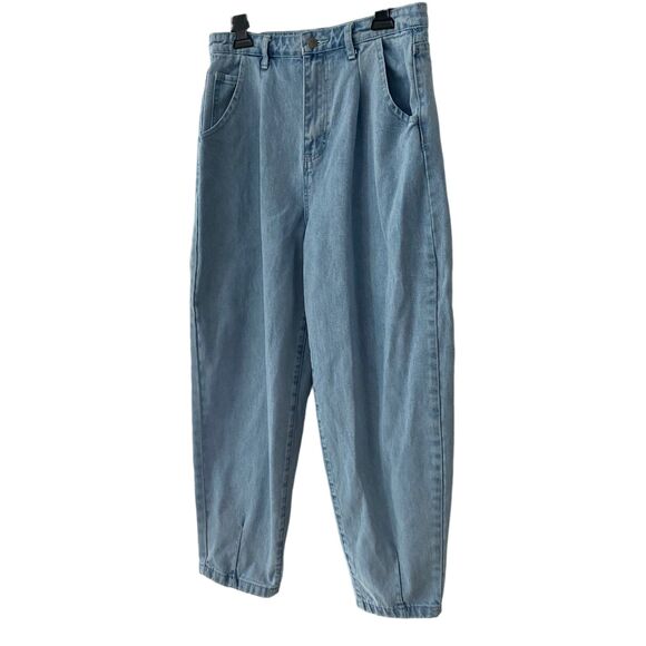 Fashion Nova High Rise Waisted Mom Jeans  Denim 100% Cotton Pleaded Blue XL - Picture 1 of 11